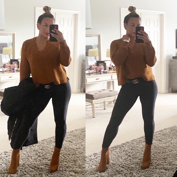 MADEWELL SHORTIE BOX V NECK SWEATER S in CAMEL - Picture 3 of 9